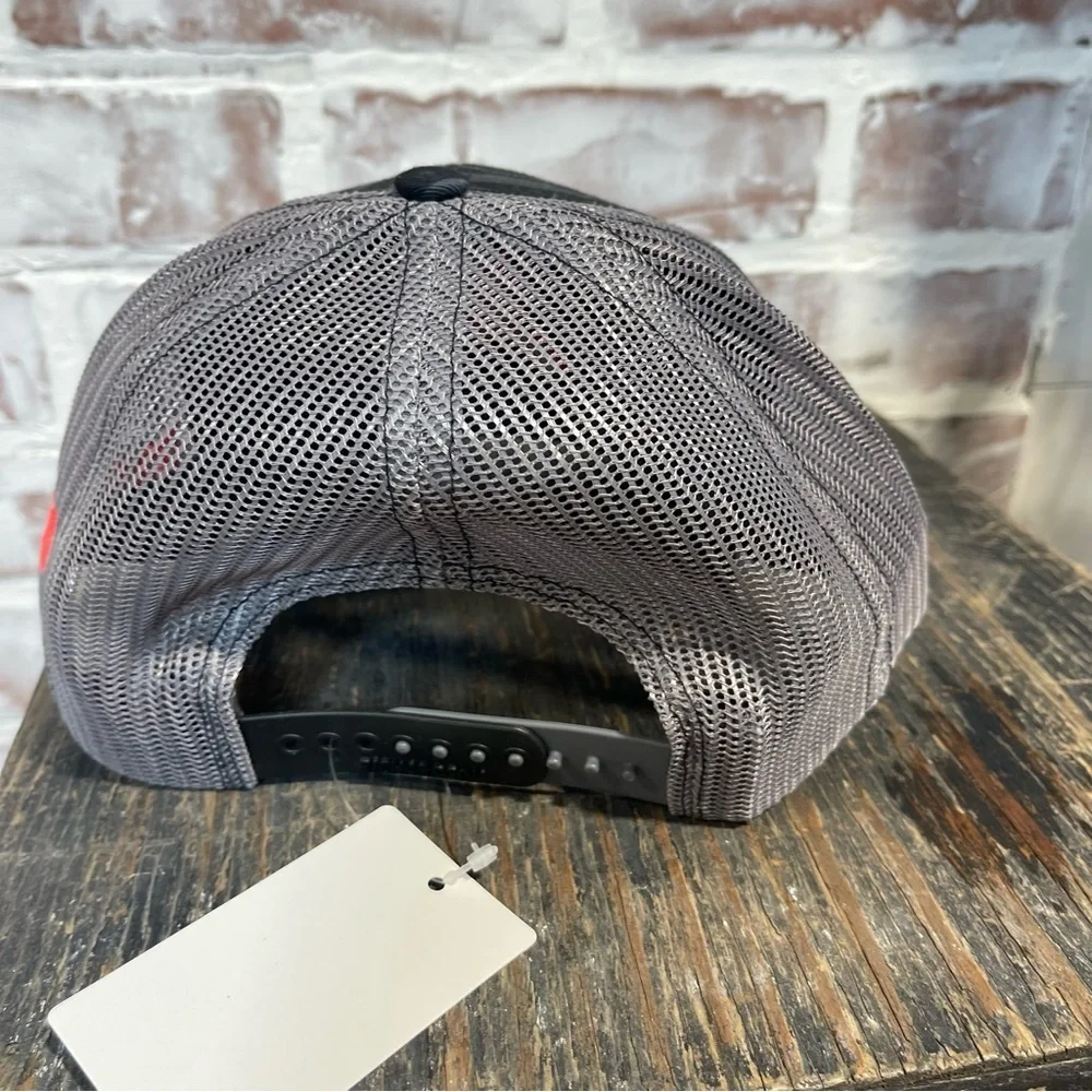 Black and Gray Trucker Hat with  spur and bronco Logo